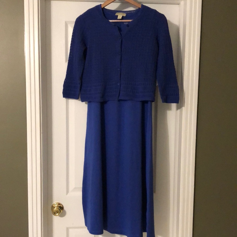APPLESEED’S Cobalt Blue Sleeveless Knit Maxi Dress & Matching Cardigan Size PM